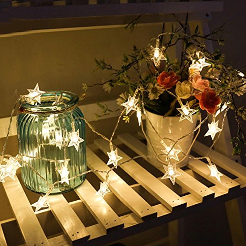 Guirnalda de luz estrella, cadena luminosa con 40 luces estrellas decorativas para interior y exterior, para fiestas, jardín, Navidad, Halloween, boda, 4 m (blanco cálido) Guirnalda de luz estrella, cadena luminosa con 40 luces estrellas decorativas para interior y exterior, para fiestas, jardín, Navidad, Halloween, boda, 4 m (blanco cálido)