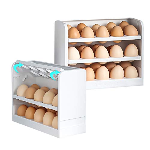 HAPPYMATY Caja de huevos de 3 capas, para frigorífico, huevera organizadora de huevos