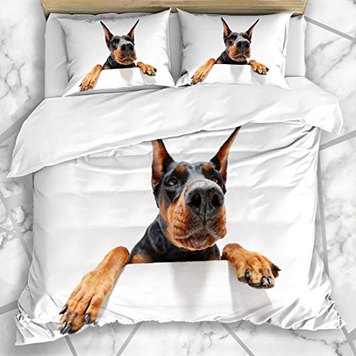 HATESAH Ropa de Cama - Funda nórdica Guardian Dog Go You Close Escalada Mascota Doberman Wildlife Pincher White Perra agresiva Microfibra Nuevo Set de Tres Piezas Funda de edredón 140 * 200 HATESAH Ropa de Cama - Funda nórdica Guardian Dog Go You Close Escalada Mascota Doberman Wildlife Pincher White Perra agresiva Microfibra Nuevo Set de Tres Piezas Funda de edredón 140 * 200
