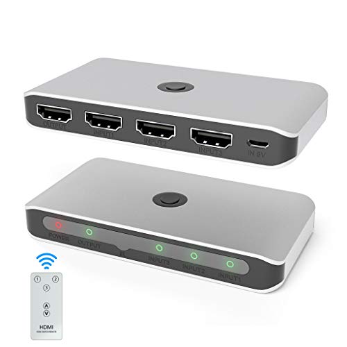 HDMI Switch 4K, Bawanfa HDMI Splitter 3 Puertos con Control Remoto IR, Automático Switch, Soporta 4K / 3D / 1080P, para PS4, PS3, Xbox, BLU-Ray, DVD, HDTV, DVR, Apple TV HDMI Switch 4K, Bawanfa HDMI Splitter 3 Puertos con Control Remoto IR, Automático Switch, Soporta 4K / 3D / 1080P, para PS4, PS3, Xbox, BLU-Ray, DVD, HDTV, DVR, Apple TV