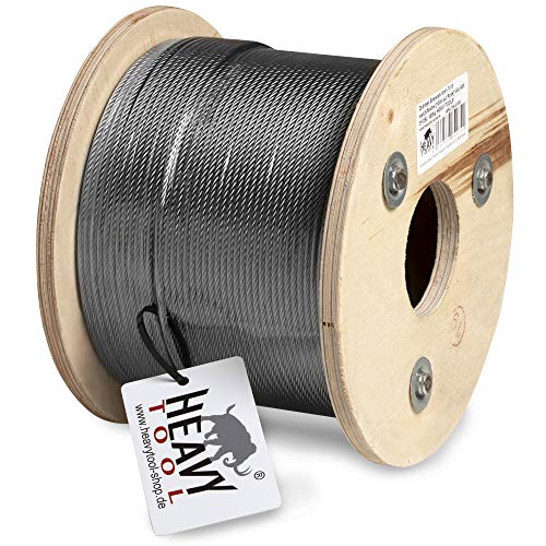 HEAVYTOOL - Cable de alambre (acero inoxidable, 1 mm, 7 x 7, dureza media, 100 m, bobina de 100 m)