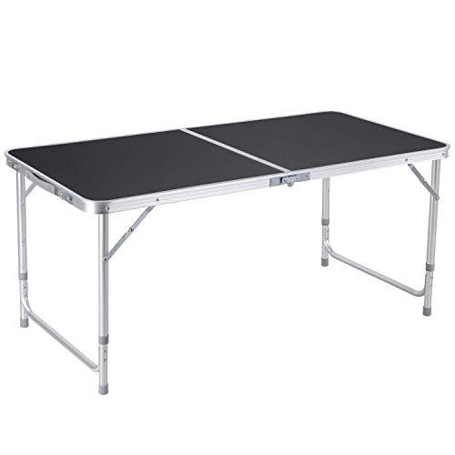 Homfa Mesa Plegable Camping Mesa Portátil para Picnic Mesa Playa Mesa de Jardín con 4 Patas Ajustables Cargar 30 kg Negro 120x60x60cm Homfa Mesa Plegable Camping Mesa Portátil para Picnic Mesa Playa Mesa de Jardín con 4 Patas Ajustables Cargar 30 kg Negro 120x60x60cm
