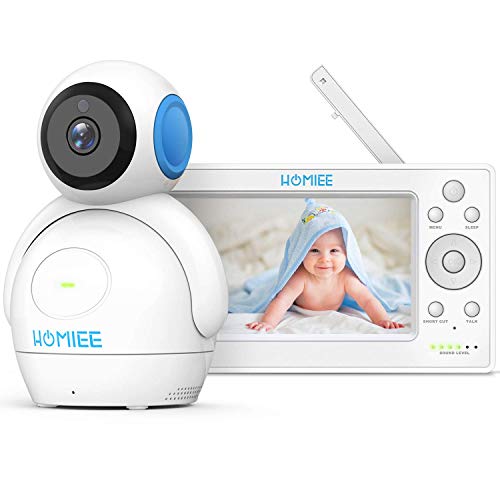 HOMIEE Bebé Monitor Vigilabebés con cámara inalámbrico de vídeo LCD HD de 5", Visión Nocturna, Intercomunicador Bidireccional, Canciones de Cuna (Azul) HOMIEE Bebé Monitor Vigilabebés con cámara inalámbrico de vídeo LCD HD de 5", Visión Nocturna, Intercomunicador Bidireccional, Canciones de Cuna (Azul)