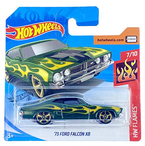 Hot Wheels '73 Ford Falcon XB (verde metálico) 7/10 HW Flames 2020 - 220/250 (tarjeta corta) GHD65