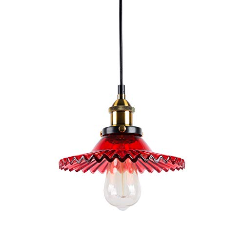 Huahan Haituo Industrial Vintage colgante lámpara de cristal pantalla de vidrio retro lámpara de suspensión de la lámpara de techo lámpara colgante lámpara de luz colgante (rojo)