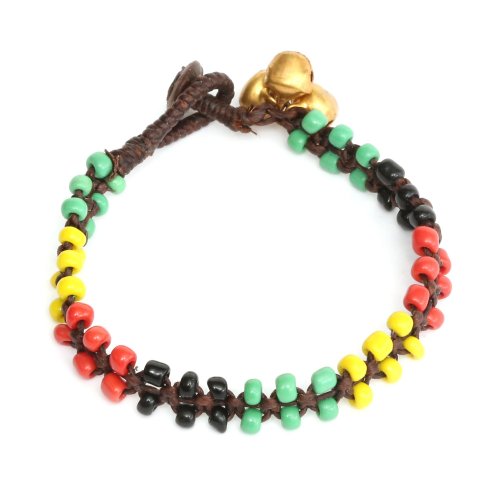 Idin Pulsera hecha a mano con cuentas de colores y cascabeles dorados (aprox. 18 cm de largo) Idin Pulsera hecha a mano con cuentas de colores y cascabeles dorados (aprox. 18 cm de largo)