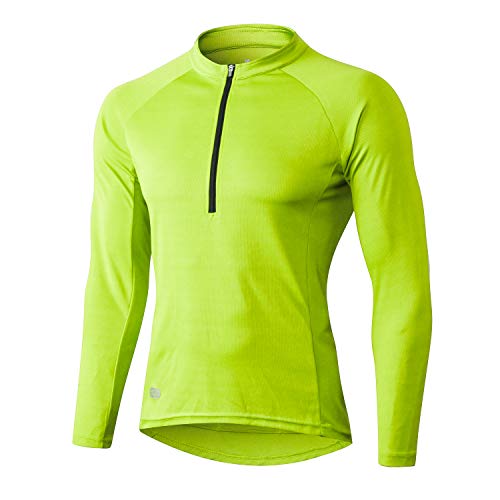 INBIKE Maillot Bicicleta Hombre Jersey Ciclismo con Mangas Largas Camiseta Interior Ciclista para Invierno(Verde, S)