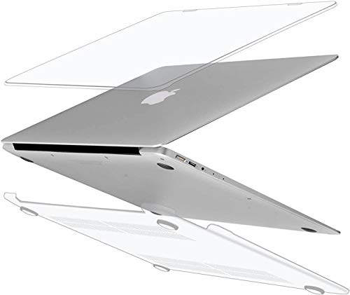iNeseon Funda MacBook Air 13, Carcasa Delgado Case Duro y Cubierta del Teclado Transparente EU Layout para 2010-2017 MacBook Air 13 Pulgadas Modelo A1466 y A1369, Cristal Transparente
