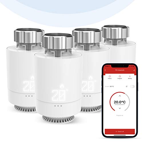 Inteligente Termostato WiFi, Etersky Válvula Termostática Radiador, Termostato Calefacción Bluetooth, Smart Cabezal Termostático Programable, Control App, Pantalla LED, M30*1.5mm, Control Grupal (4P) Inteligente Termostato WiFi, Etersky Válvula Termostática Radiador, Termostato Calefacción Bluetooth, Smart Cabezal Termostático Programable, Control App, Pantalla LED, M30*1.5mm, Control Grupal (4P)