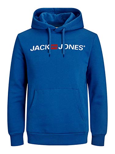 Jack & Jones Sudadera con capucha y logotipo para hombre Azul (Classic Blue/Reg Fit) M