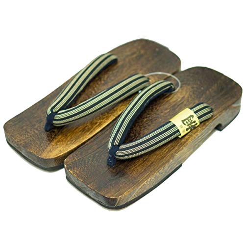 [Japón Hecho] Mens Geta Paulownia Madera Sandalias Calzado Tradicional (28cm, diseño de la Raya)