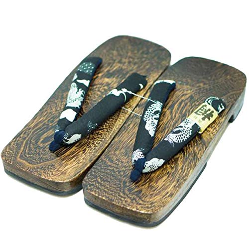 [Japón Hecho] Mens Geta Paulownia Madera Sandalias Calzado Tradicional (28cm, Dragon Design)