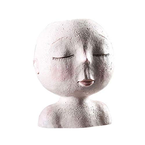 jeerbly Jarrón de cerámica con diseño de cabeza humana de estilo nórdico innovador para arreglo de flores y muñecos con macetas, maceta para el hogar, escritorio, jardín, adorno de porcelana