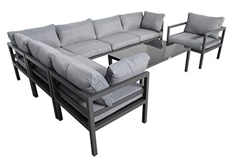 Jet-line Juego de muebles de jardín XXL Kreta para exteriores de aluminio ampliable opcionalmente.