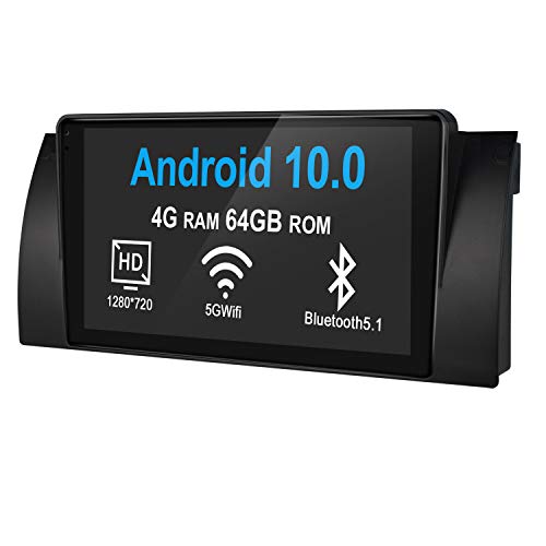 Joyforwa 9 Pulgadas 1280X720 IPS Pantalla táctil Android 10.0 Single DIN Octa Core 4 + 64GB Unidad Principal Compatible con BMW 5 Series E39 E53 Audio Soporte SIM 4G/Zlink/DSP/SPDIF/Radio FM