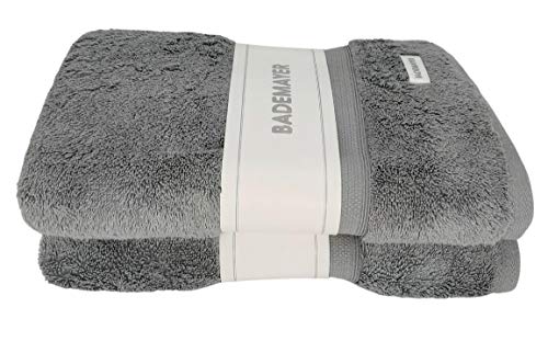Juego de 2 toallas de baño Prestige sin pelusas (extragrande) 100% algodón egipcio Giza - 67 x 127 cm. Calidad 600 g/m2, Gris - pizarra., 67 x 127