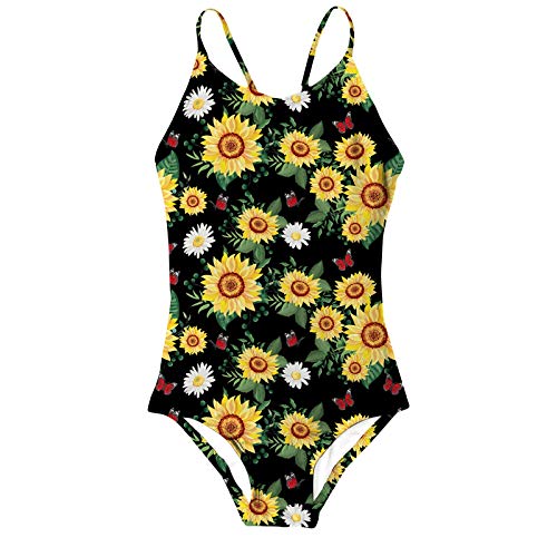 Julhold Traje de baño para niñas con estampado floral de una pieza bikini sin mangas traje de baño lindo verano playa deporte traje de baño
