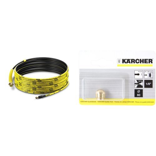 Kärcher 2.637-767.0 PC 15 - Juego de Limpieza de tuberías de 15m para modelos K2 - K7 [Importado de Alemania] + 5.763-016 - Boquilla de tuberías con 3 chorros (diámetro 16 cm)