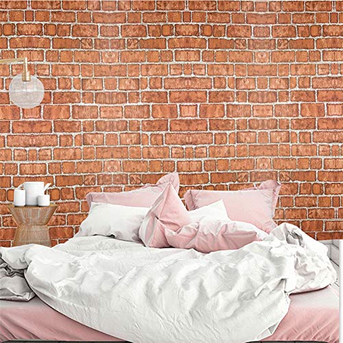 kengbi Fácil de decorar popular duradero papel pintado de ladrillo rojo 3D para sala de estar, dormitorio, cocina, TV fondo arte pared PVC extraíble papel de pared autoadhesivo decoración del hogar