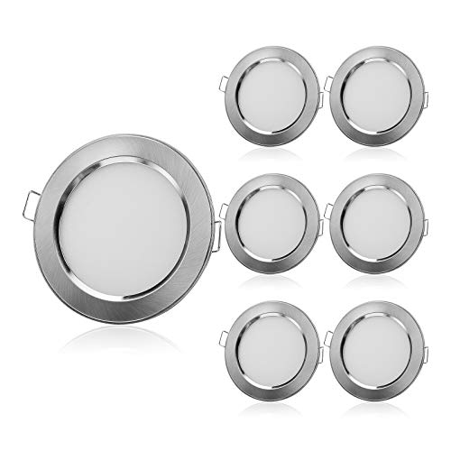 KINGSO - Paquete de 6 focos LED empotrables extra planos ultrafinos IP44 6W 500lm Luz de techo blanco cálido 3000K AC 230V Focos de techo para baño Sala de estar Cocina