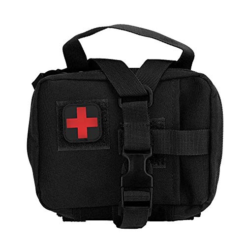Kit de primeros auxilios Molle Kit de suministros de primeros auxilios militares portátiles Sobrevive a la bolsa de almacenamiento de medicamentos para deportes (Negro)