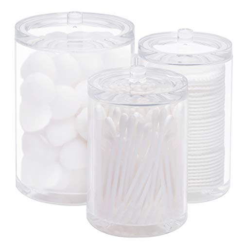 Kovira Set 3 Botes Unidos Organizador de Baño - Botes para Maquillaje con Tapas – Bote Apotecario Plástico Acrílico para Productos de Belleza Organizador Algodones Maquillaje, Almohadillas, Cosmético Kovira Set 3 Botes Unidos Organizador de Baño - Botes para Maquillaje con Tapas – Bote Apotecario Plástico Acrílico para Productos de Belleza Organizador Algodones Maquillaje, Almohadillas, Cosmético