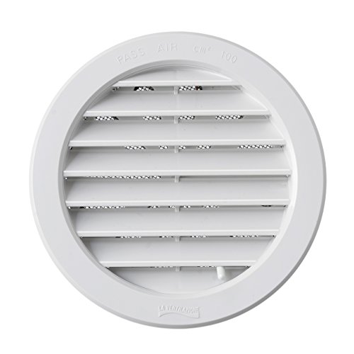 La ventilación t12drb Rejilla de ventilación de plástico redondo empotrable, blanco, diámetro 150 mm