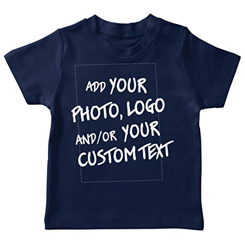 lepni.me Camiseta para Niño/Niña Regalo Personalizado, Agregar Logotipo de la Compañía, Diseño Propio o Foto (5-6 Years Azul Oscuro Multicolor)