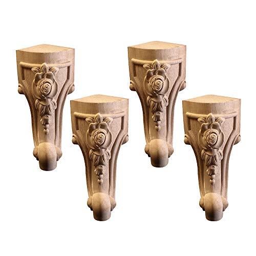 LiQJ Estilo Europeo Patas para Muebles Madera Maciza Tallada Pies para Mesa/Mueble Pata,para Escritorio De Bricolaje, Soporte, Banco para Sofá, Mesa De Centro,Pata del Armario