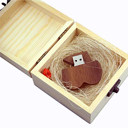 LUCKCRAZY - Memoria USB de 16 GB, diseño de corazón de madera, con caja de regalo
