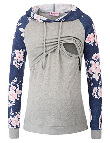 Mamá Camiseta de Enfermería Maternidad Lactancia Sudaderas Blusa Camisas Gris XL Mamá Camiseta de Enfermería Maternidad Lactancia Sudaderas Blusa Camisas Gris XL