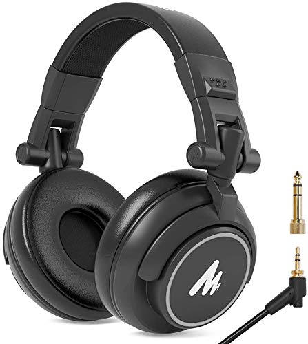 MAONO AU-MH601S - Auriculares de monitor estéreo (50 mm, con parte trasera cerrada, para música, DJ, Podcast), color plateado