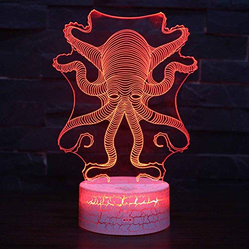 Marine Life Octopus Lámpara de ilusión 3D para niños, niñas, regalo, luz de noche 3D para el dormitorio junto a la mesa, lámpara de mesa de escritorio con 16 colores cambiantes, regalo para niños Marine Life Octopus Lámpara de ilusión 3D para niños, niñas, regalo, luz de noche 3D para el dormitorio junto a la mesa, lámpara de mesa de escritorio con 16 colores cambiantes, regalo para niños
