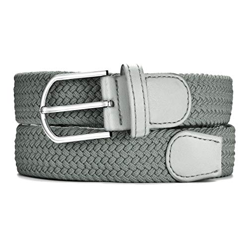 MASADA Cinturón de tela - Cinturón stretch elástico para hombres y mujeres 3,2 cm de ancho 100 - 110 cm de largo - Gris claro
