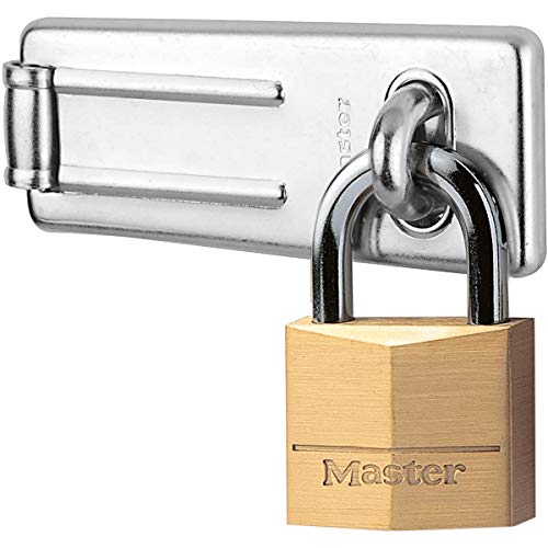 Master Lock 140703EURD Set de Portacandado y Candado con Llaves, Plateado, 89mm