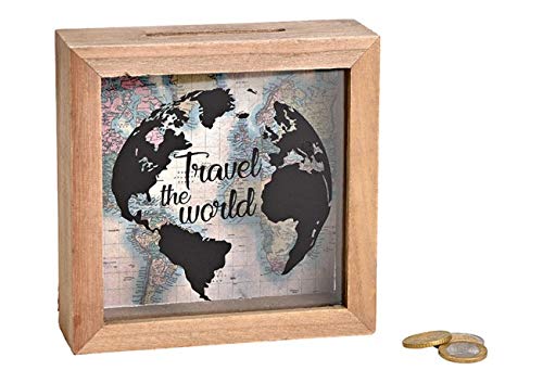 MC Trend Hucha con forma de caja de viaje, viaje por el mundo, vacaciones y viajes de ensueño