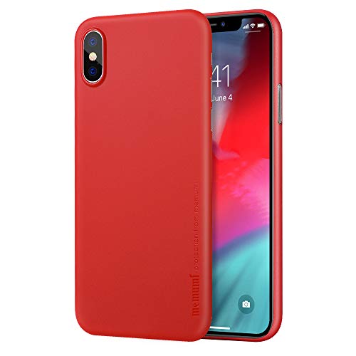 memumi Funda para iPhone XS MAX, Ultra Slim 0.3 mm PP Plástico Protectora Carcasa Compatible con iPhone XS MAX Case 6.5 2018 [Anti-Rasguño y Resistente Huellas Dactilares] Rojo Transparente