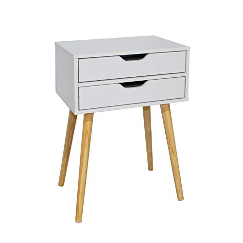 Mesita noche blanca alta 2 cajones Fiano dormitorio moderna nordico 60x40x30 cm Mesita noche blanca alta 2 cajones Fiano dormitorio moderna nordico 60x40x30 cm