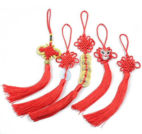 Mezclado 5 Estilos 8.5 Pulgadas Hecho a mano Seda Seda Borla China con Facebook de Pekín, Moneda Fengshui, Colgante de Jade Nudos chinos para la Decoración de la Boda en el Hogar, Arte de DIY (Mixto) Mezclado 5 Estilos 8.5 Pulgadas Hecho a mano Seda Seda Borla China con Facebook de Pekín, Moneda Fengshui, Colgante de Jade Nudos chinos para la Decoración de la Boda en el Hogar, Arte de DIY (Mixto)