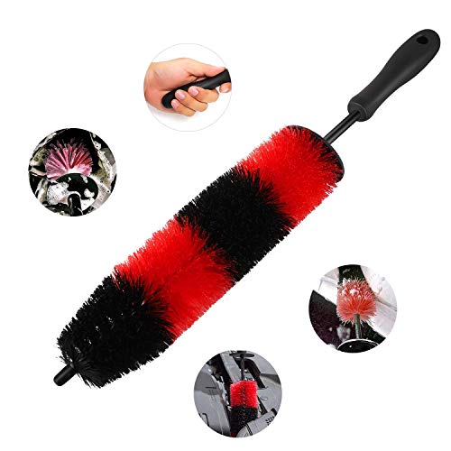 MoKo Cepillo de Limpieza para Ruedas de Coche, Limpiador de Cepillos de Ruedas y Llantas, Plumero de Limpieza de Llantas para Automóviles con Cerdas Suaves para El Lavado de Vehículos - Rojo + Negro MoKo Cepillo de Limpieza para Ruedas de Coche, Limpiador de Cepillos de Ruedas y Llantas, Plumero de Limpieza de Llantas para Automóviles con Cerdas Suaves para El Lavado de Vehículos - Rojo + Negro