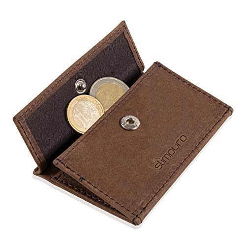 Monedero para la Cartera ZNAP Slim Wallet - Tiene la Capacidad para hasta 20 Monedas - Incluye la protección RFID Shield Blocker - Estuche para Monedas - por SLIMPURO (Marrón Vintage)