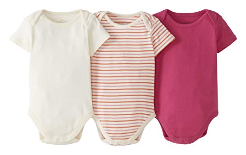 Moon and Back by Hanna Andersson 3 Pack Short Sleeve Bodysuit Infant-and-Toddler-Bodysuits, Rosa Oscuro, 3-6 Meses, Pack de 3