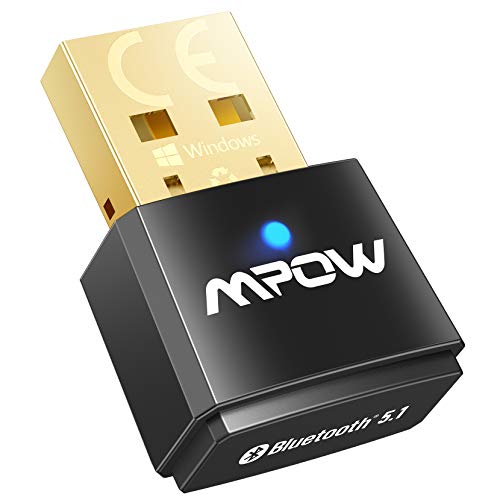 Mpow Adaptador Bluetooth 5.1 USB para PC, transmisor y Receptor de dongle Bluetooth Plug-and-Play Compatible con Win 7/8.1/10, Linux, para paraTV/Auriculares/Altavoces/Radio Teclado