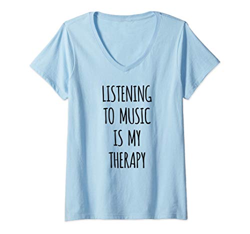 Mujer Para la gente que le gusta escuchar música y canciones Camiseta Cuello V