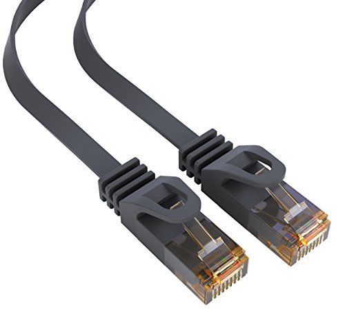mumbi 26632 Cat.6 FTP Cable de Red Ethernet LAN Patch con conectores RJ-45, ultra plano 20.0m, negro