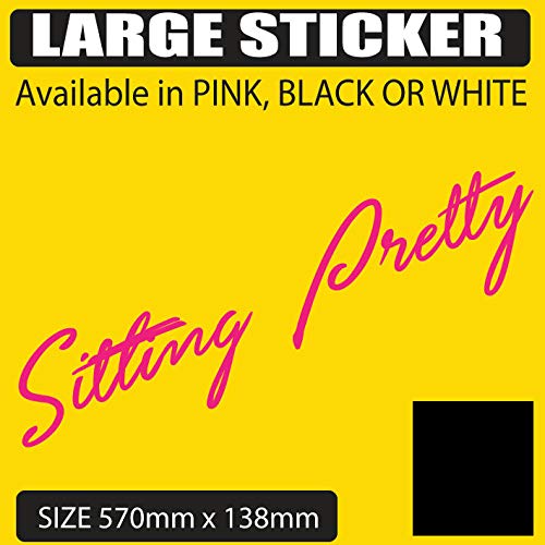 myrockshirt Texto «Sitting Pretty», 570 x 138 mm, autoadhesivo, calidad profesional, sin fondo, resistente a los rayos UV y al túnel de lavado