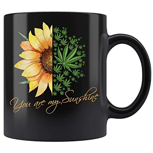 N\A Camisa Weed Sunflower Mujer Marijuana 420 - Tazas de café de cerámica Negra