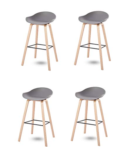 N/A Conjunto de 4 mostradores de Cocina taburetes de Bar sillas de PP, taburetes de Bar en casa Patas de Metal taburetes de Bar (Gris)