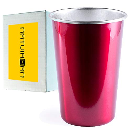 Natuiahan Taza de Acero Inoxidable Premium Vaso para Beber de Color Metalizado y Apilable, sin BPA, de 500 ml. Rojo. Incluye Caja de Regalo