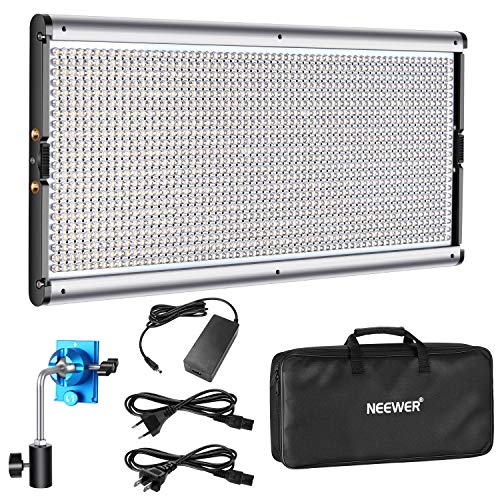 Neewer Luz LED Regulable de Iluminación Video con Marco de Metal 1320 Bombillas LED 3200-5600K, Adaptador DC/Opciones Energía Batería para Retratos de Estudio(Batería No Incluye)